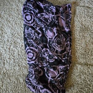 Floral Black and Purple Scarf
